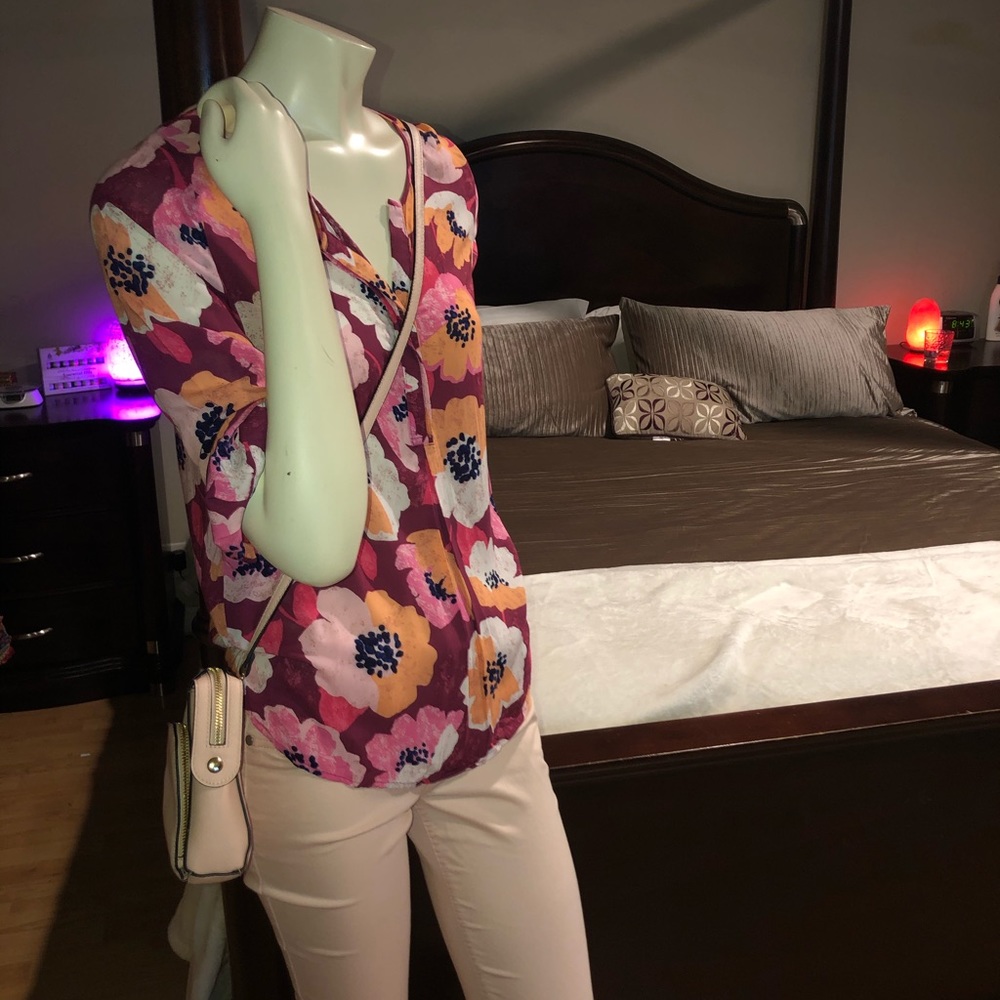 Stylus small multi color cotton blouse 3/4 sleeve - Picture 4 of 8